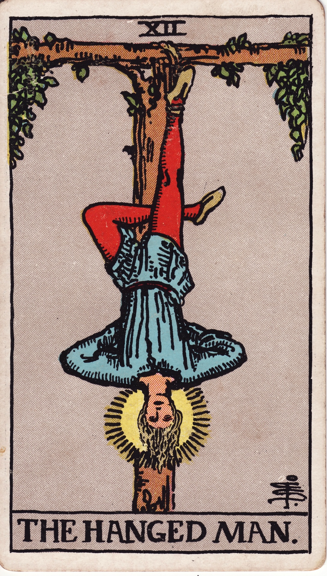 The Hanged Man — original Rider–Waite–Smith artwork by Pamela Colman Smith