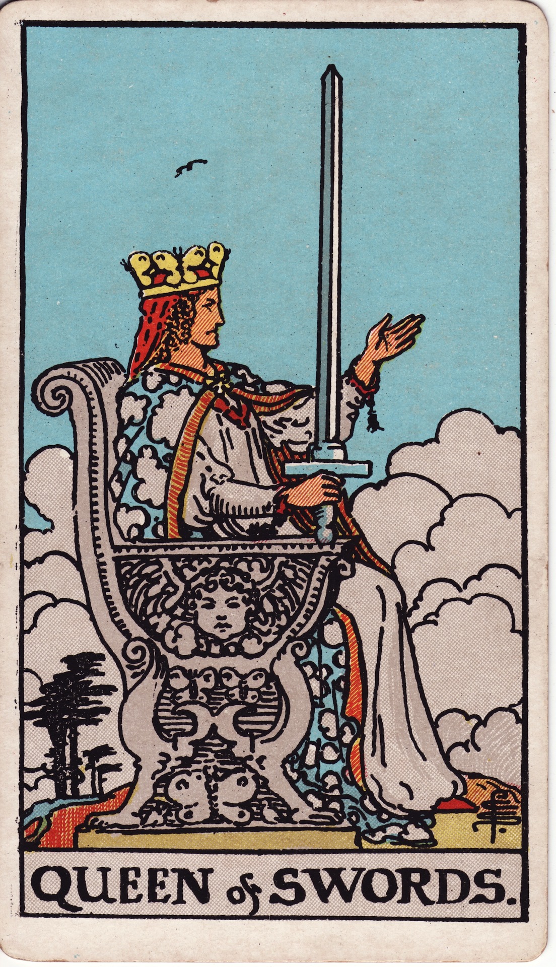 Queen of Swords — original Rider–Waite–Smith artwork by Pamela Colman Smith