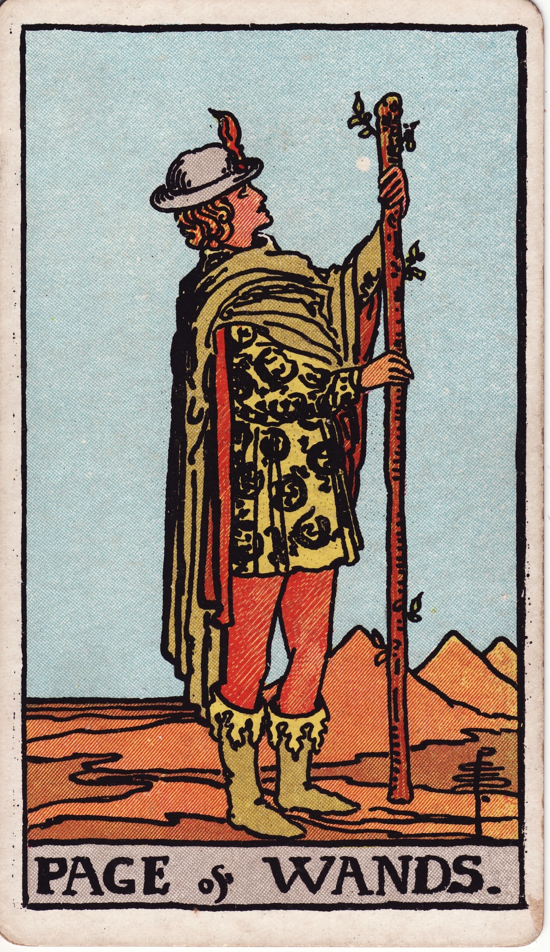 Page of Wands — original Rider–Waite–Smith artwork by Pamela Colman Smith