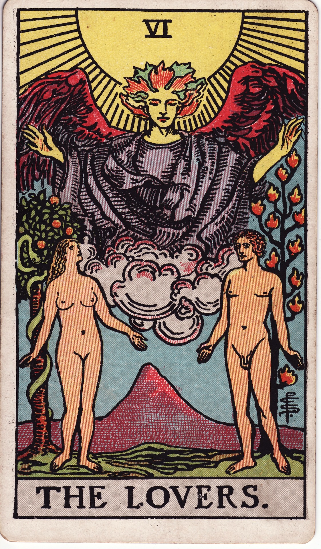The Lovers — original Rider–Waite–Smith artwork by Pamela Colman Smith