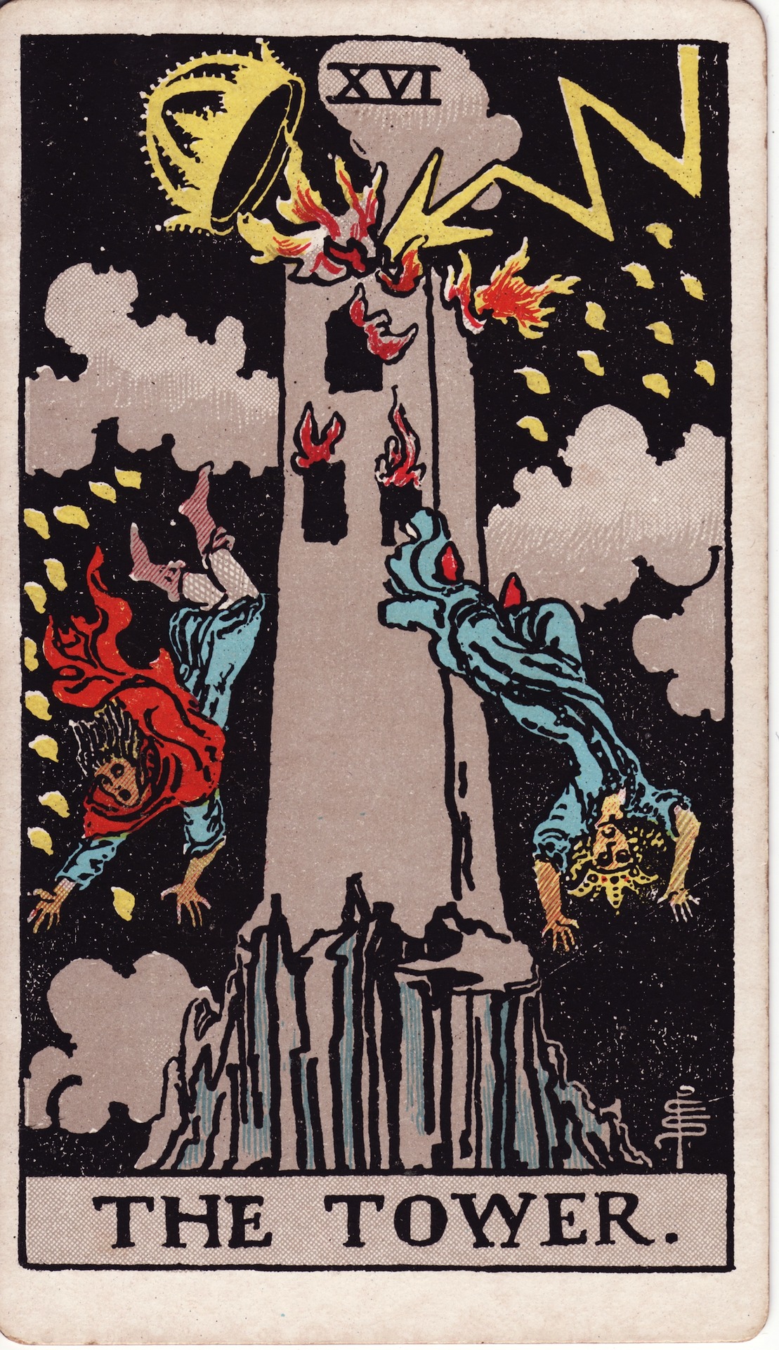 The Tower — original Rider–Waite–Smith artwork by Pamela Colman Smith