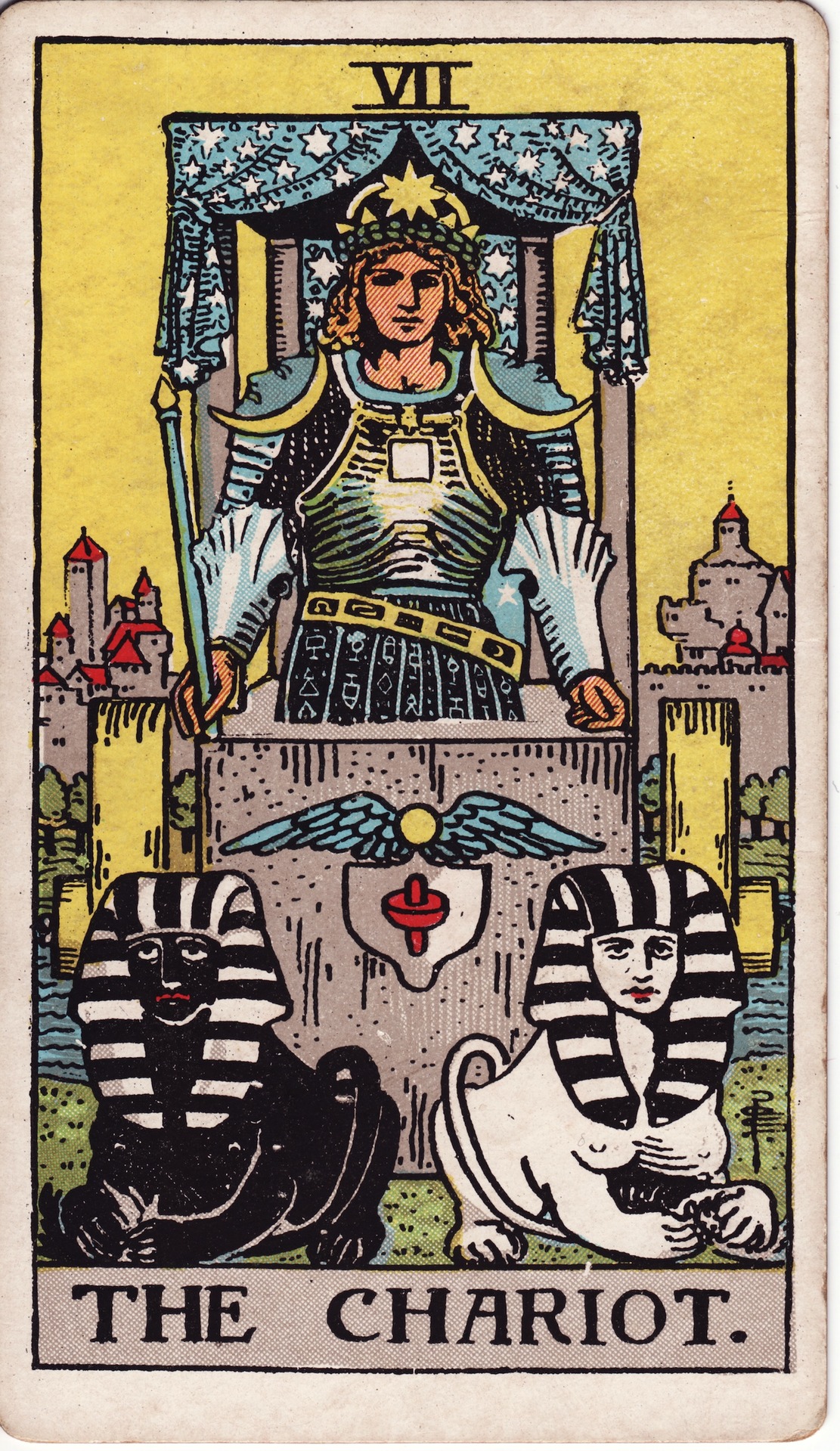 The Chariot — original Rider–Waite–Smith artwork by Pamela Colman Smith