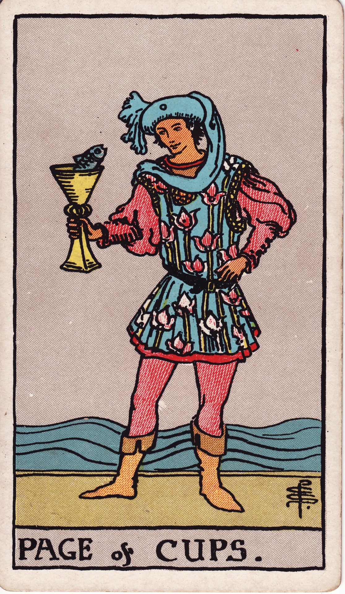 Page of Cups — original Rider–Waite–Smith artwork by Pamela Colman Smith