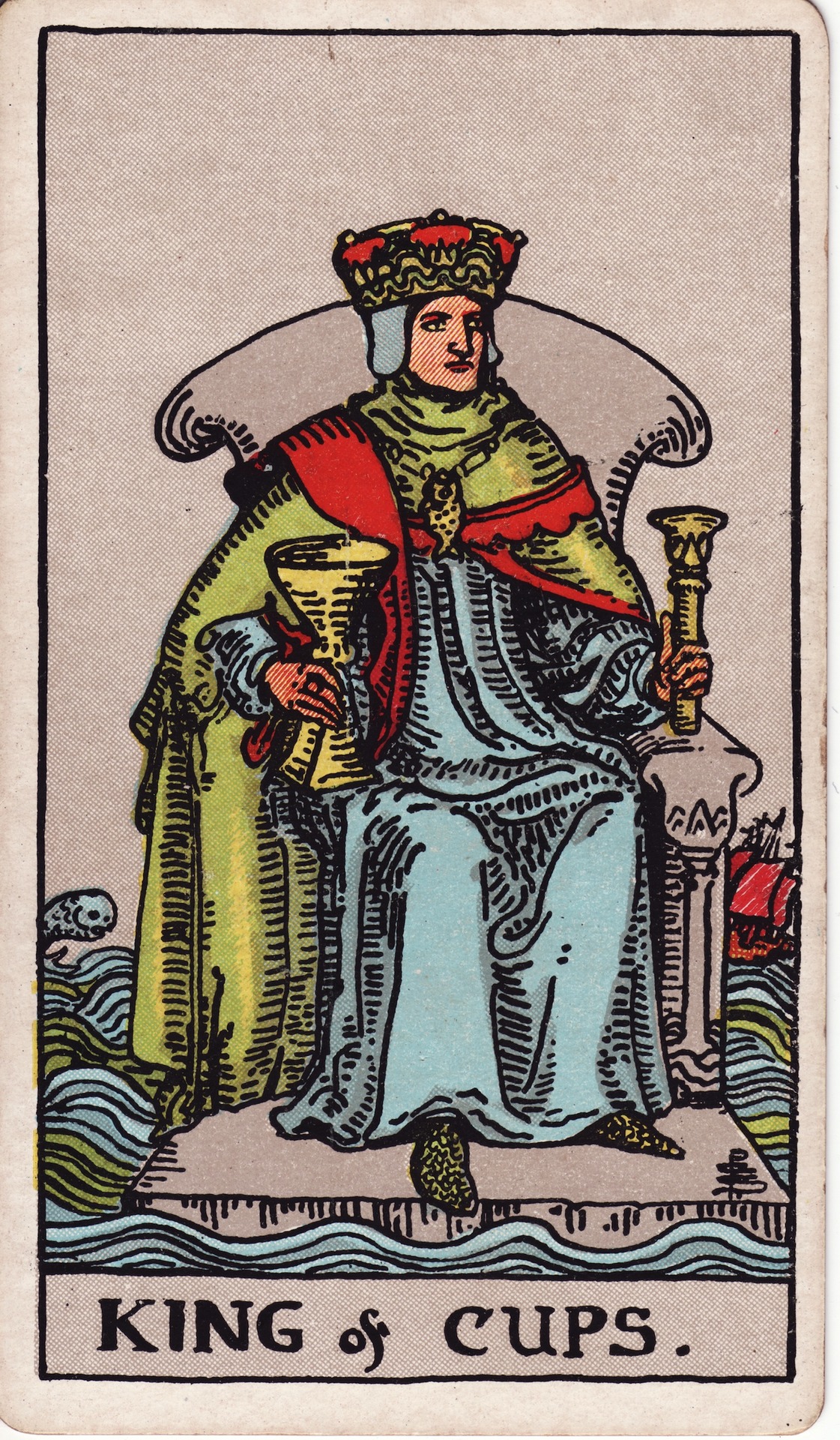 King of Cups — original Rider–Waite–Smith artwork by Pamela Colman Smith