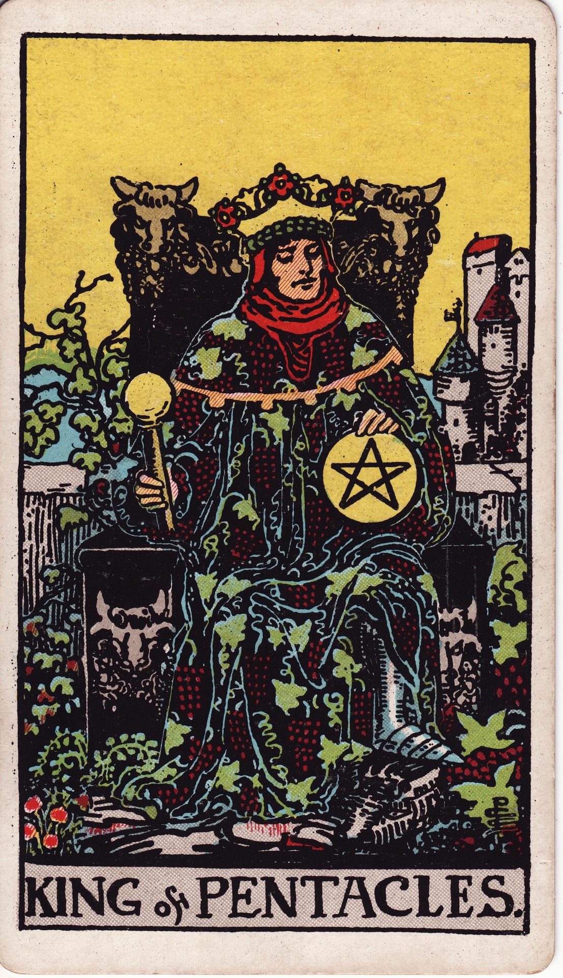 King of Pentacles — original Rider–Waite–Smith artwork by Pamela Colman Smith