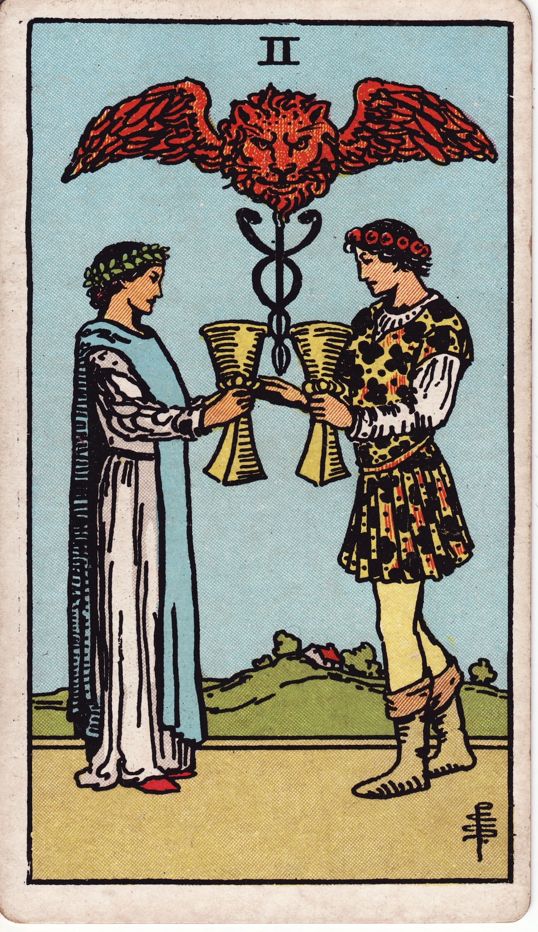 Two of Cups — original Rider–Waite–Smith artwork by Pamela Colman Smith