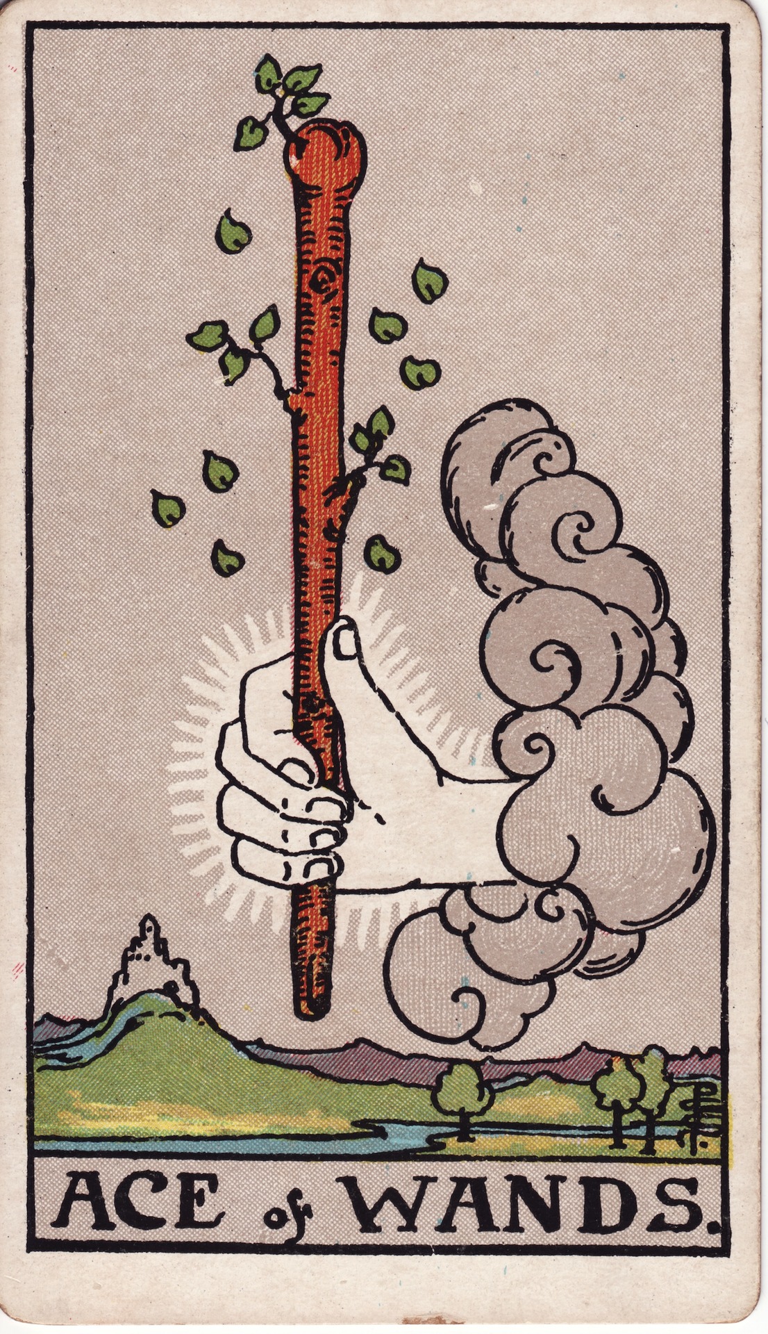 Ace of Wands — original Rider–Waite–Smith artwork by Pamela Colman Smith