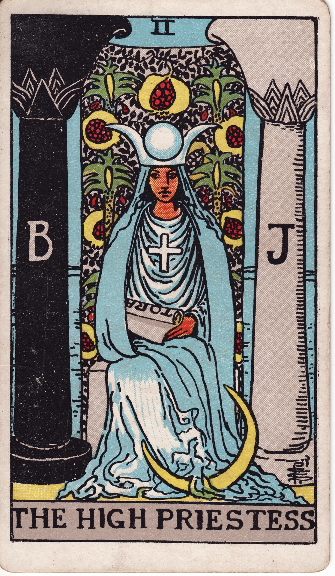 The High Priestess — original Rider–Waite–Smith artwork by Pamela Colman Smith
