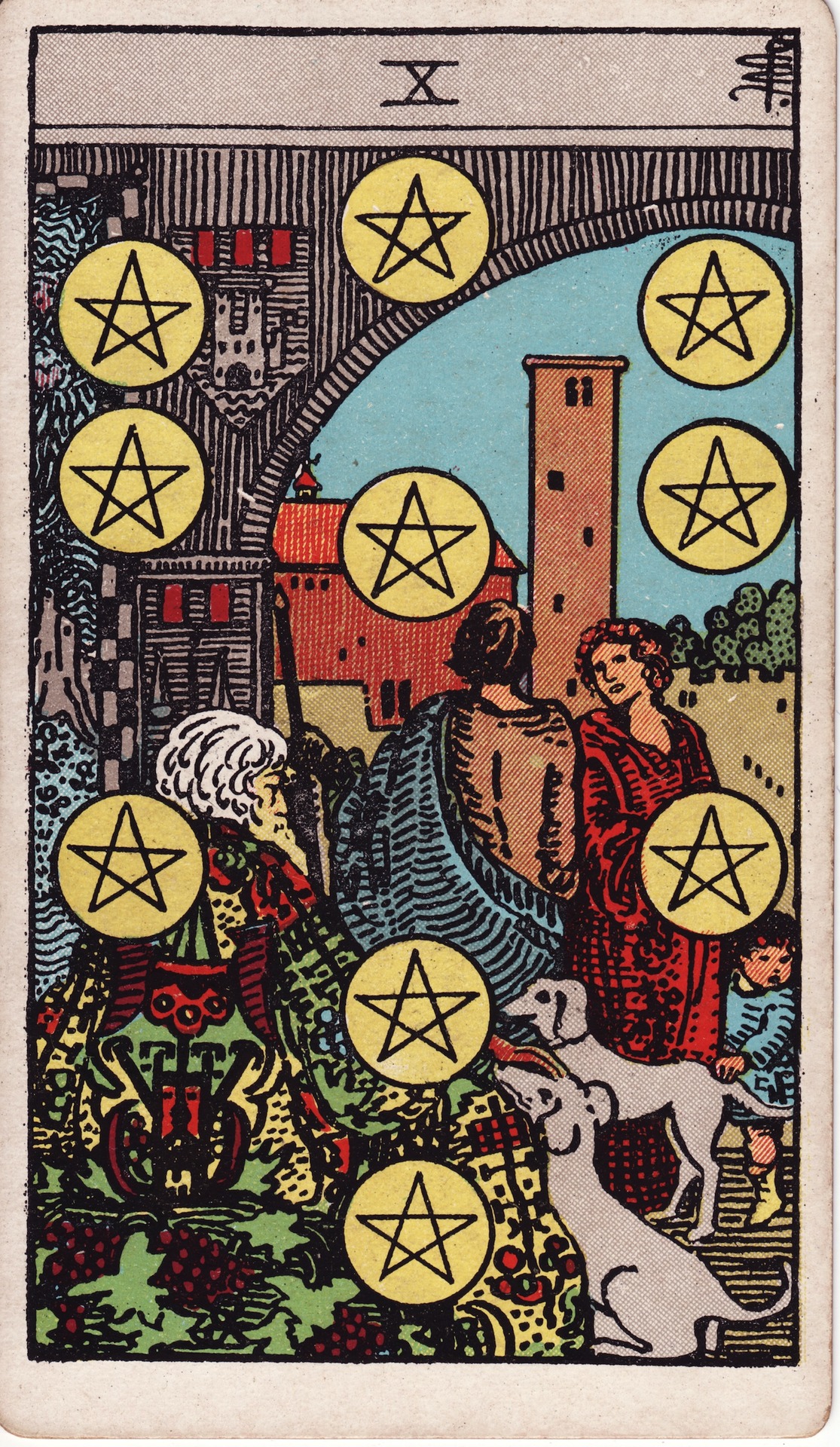 Ten of Pentacles — original Rider–Waite–Smith artwork by Pamela Colman Smith