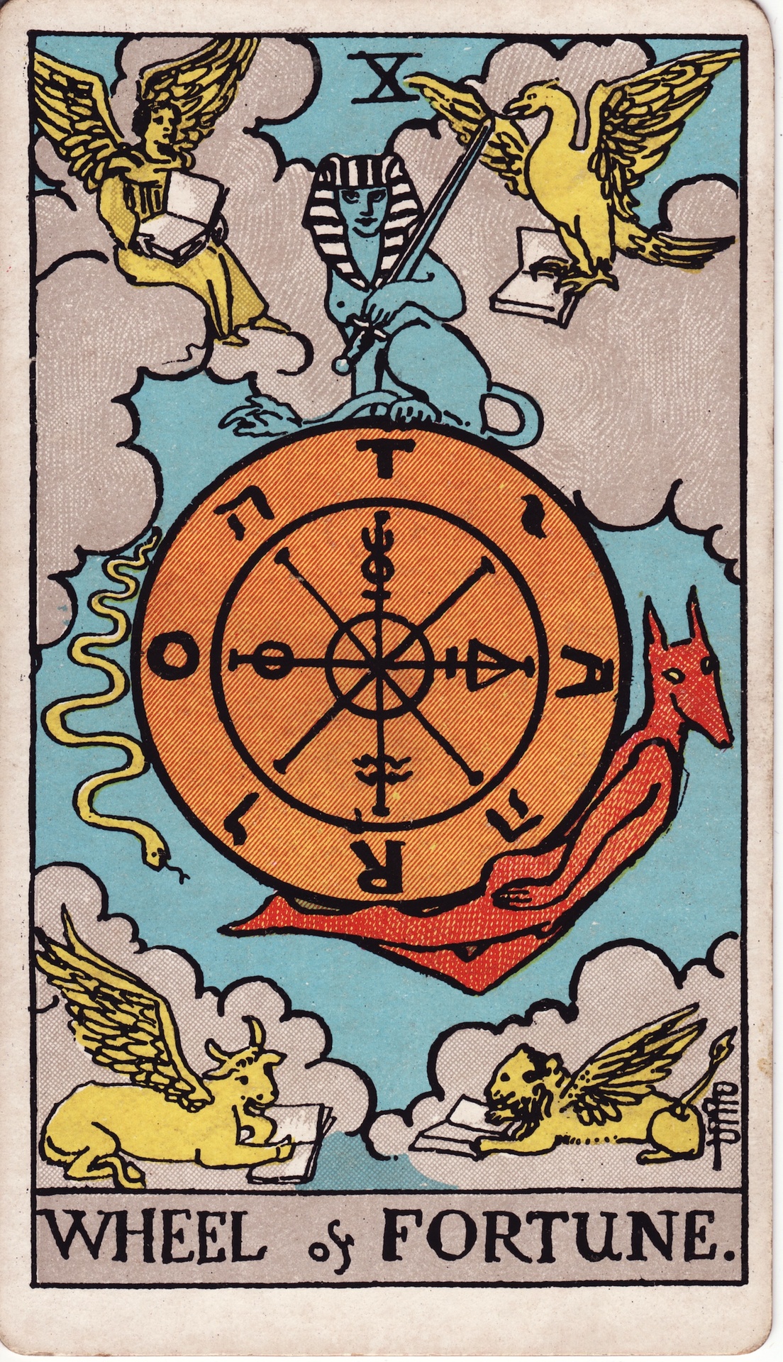 Wheel of Fortune — original Rider–Waite–Smith artwork by Pamela Colman Smith
