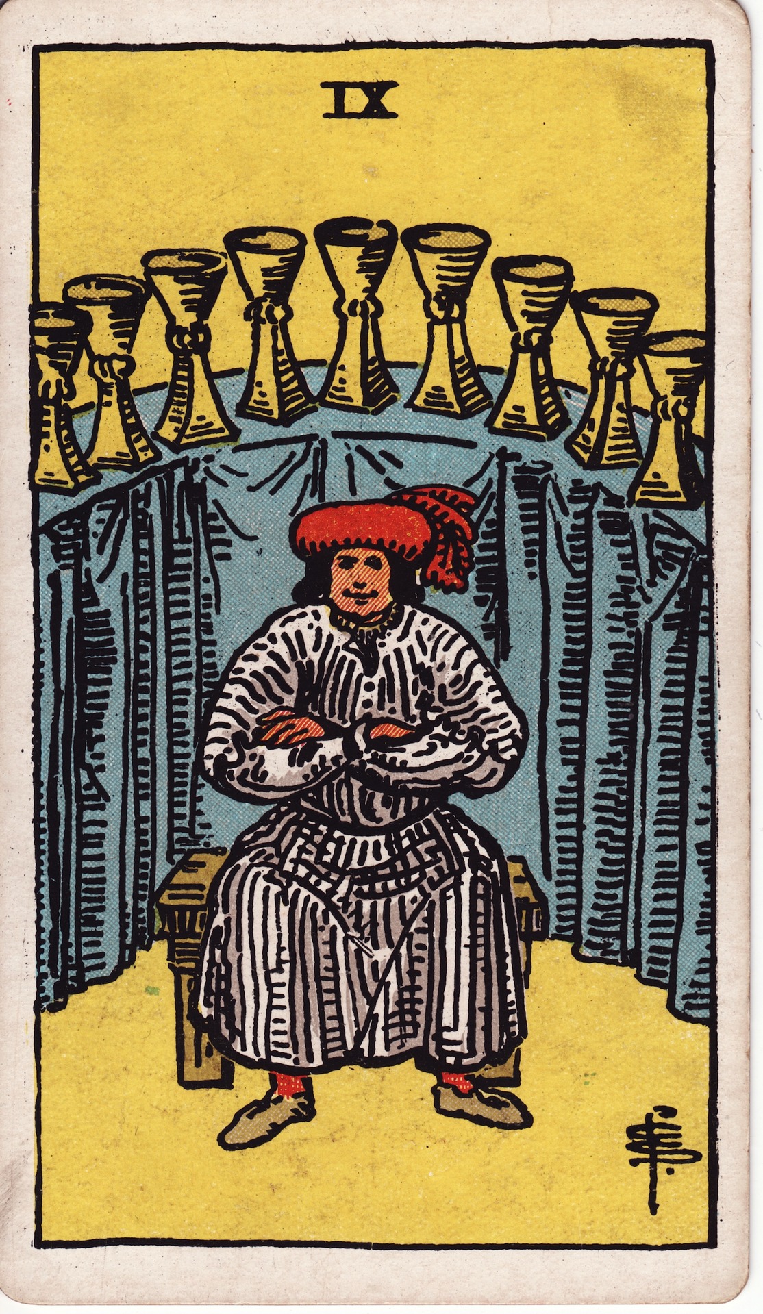 Nine of Cups — original Rider–Waite–Smith artwork by Pamela Colman Smith