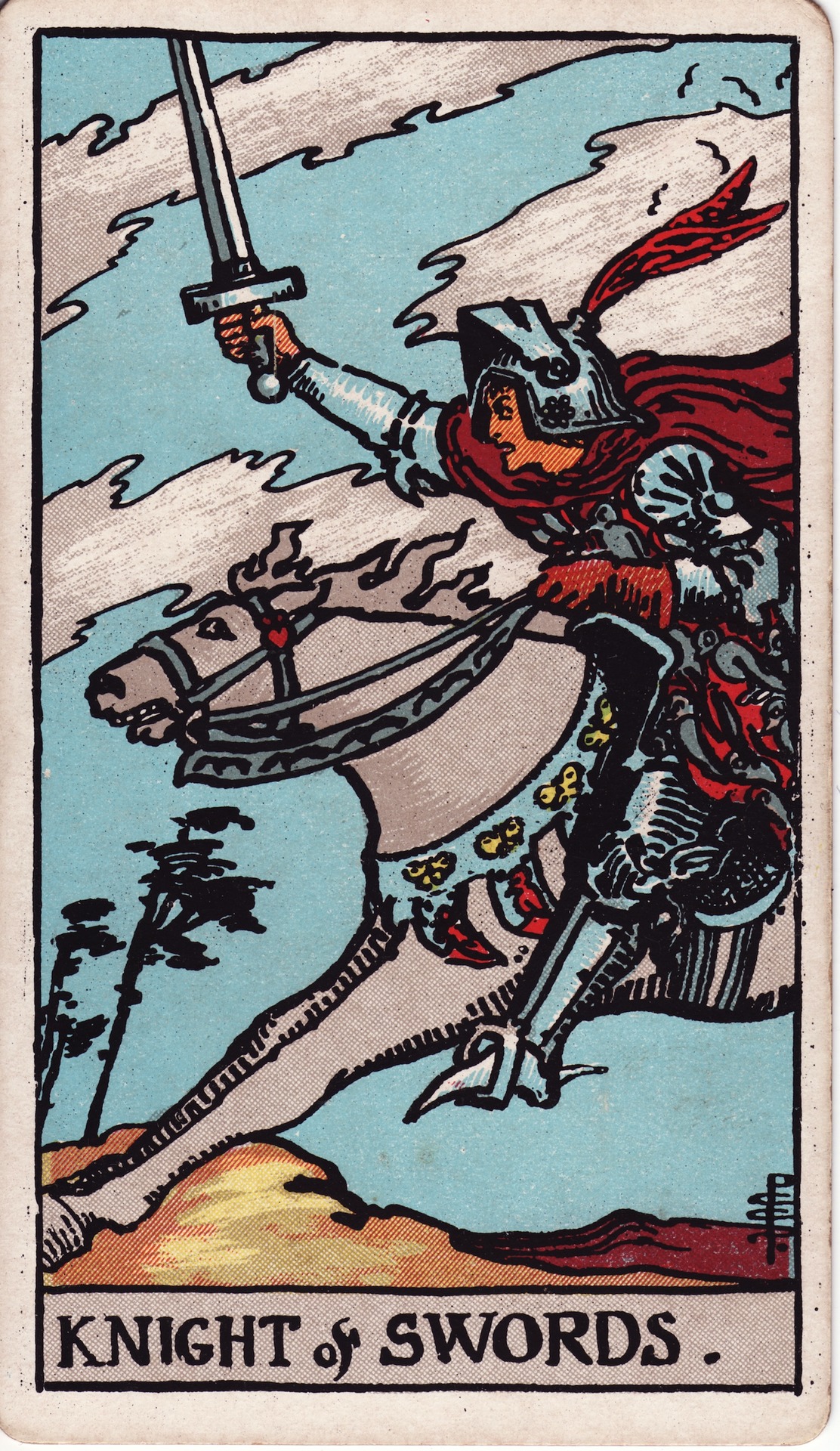 Knight of Swords — original Rider–Waite–Smith artwork by Pamela Colman Smith