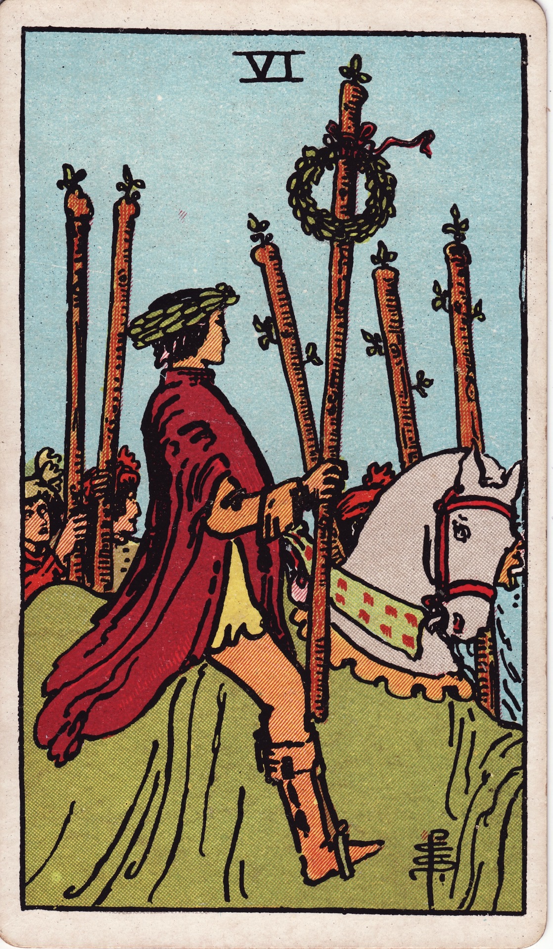 Six of Wands — original Rider–Waite–Smith artwork by Pamela Colman Smith