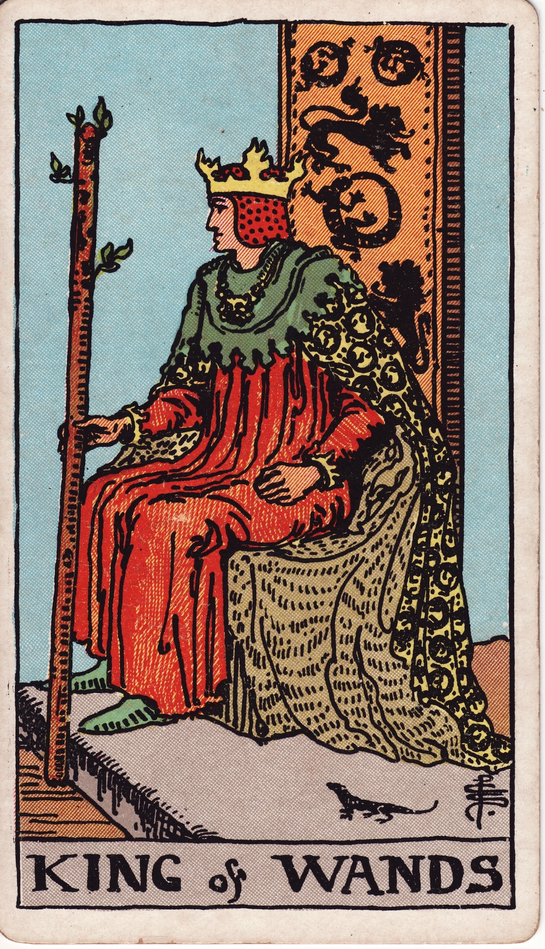 King of Wands — original Rider–Waite–Smith artwork by Pamela Colman Smith