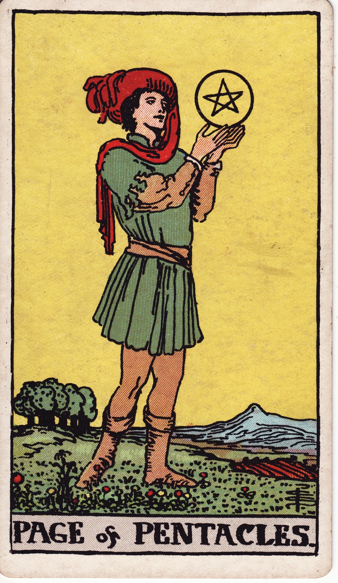 Page of Pentacles — original Rider–Waite–Smith artwork by Pamela Colman Smith